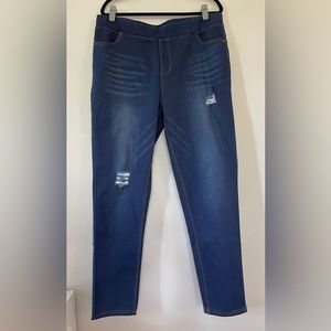 JVINI NWOT Distressed Dark Wash Stretch Jeans Jeggings 3XL